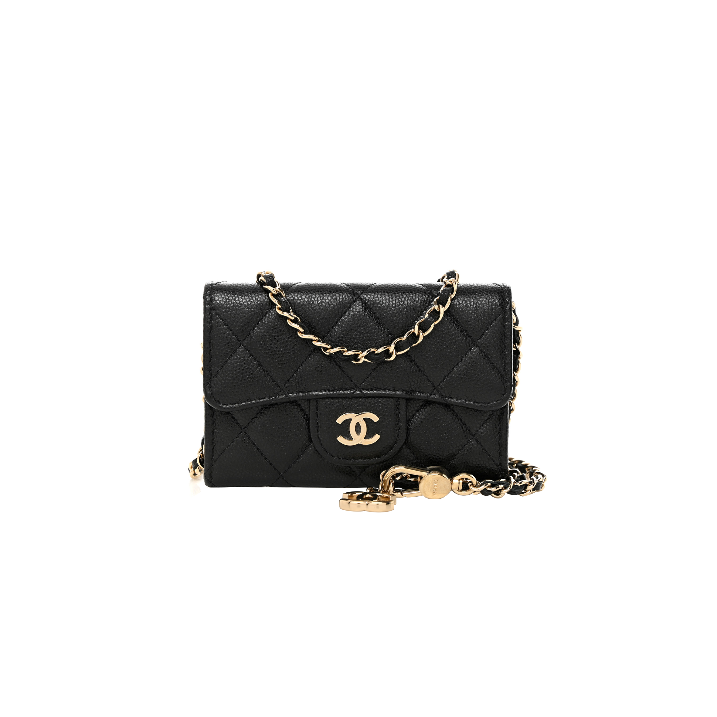 Ch*el caviar quilted belt bag black gold hardware a81081 (10.5*7*2.5cm)